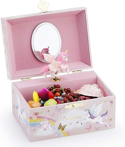 Miniatura 4 de RR ROUND RICH DESIGN Joyero musical infantil para niñas con bailarina y misterioso tema de unicornio rosa