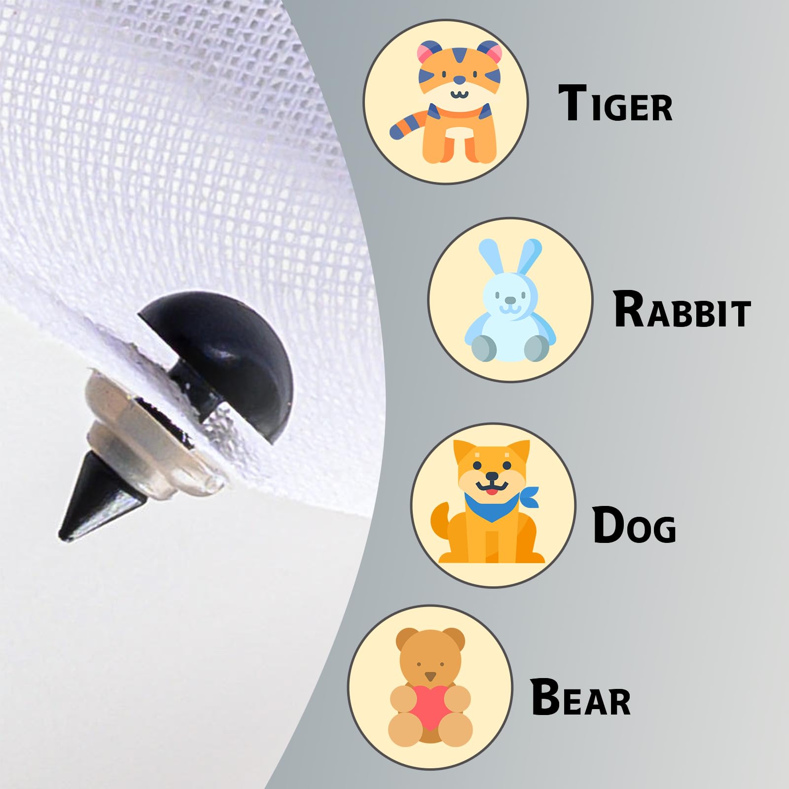 100 Occhi Di Sicurezza Per Amigurumi - Set 6/8/9/10/12mm Con Rondelle, Per Peluche E Bambole Fai Da Te - Foto 3