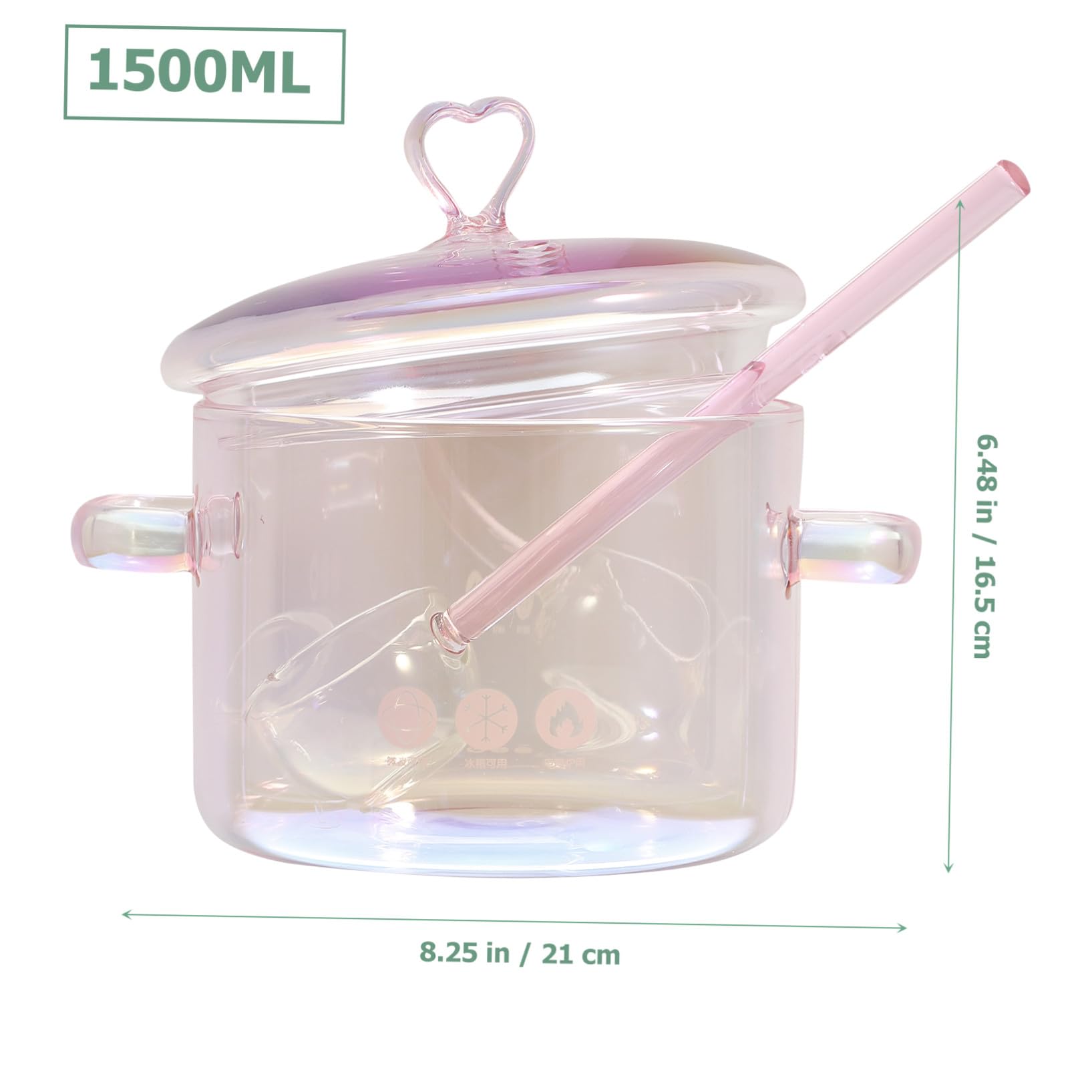 Alipis Glas Schmortopf 1500 Ml mit Löffel Transparenter Großer Topf aus Glas zum Langsamen Kochen für Gartenparty und Freunde