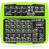 Sound Mixer Board, Draagbare 6 Kanalen Audio Mixer Usb Mengconsole Ondersteunt Bt-verbinding Met Geluidskaart Ingebouwde 48v Phantom Power Voor Opnamestudio(Color:Groente)