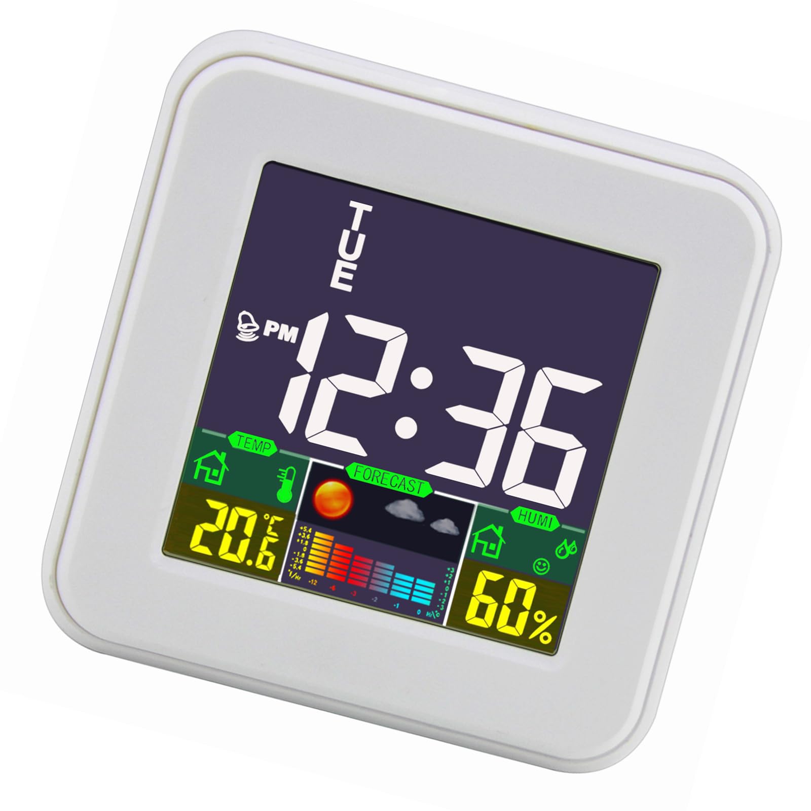 Compact LCD Alarm Clock with Accurate Environment & Easy Touches Operate Digital Bedside Clock for Bedroom Bedside with Temperature Transducer