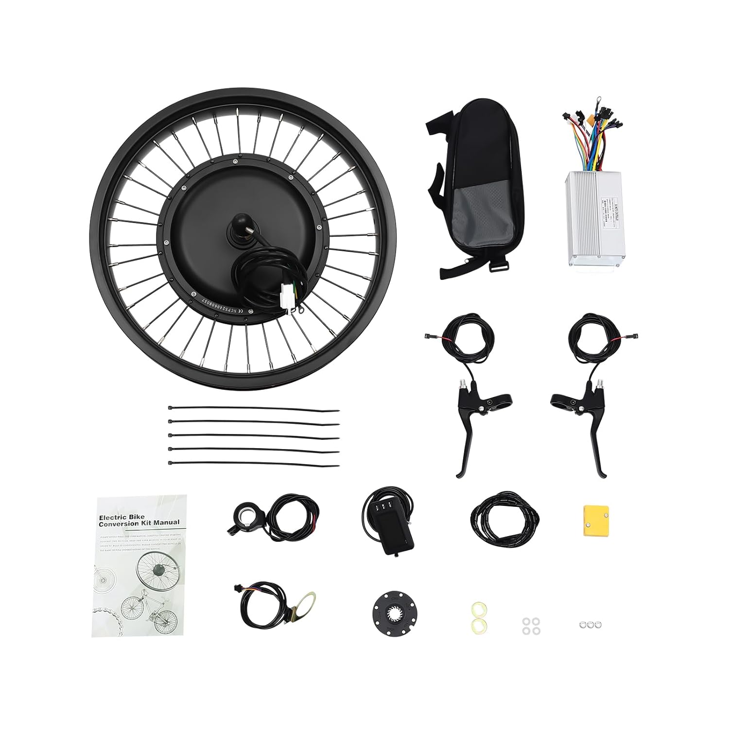 20" Ebike Conversion Kit,48V 1000W Front Wheel Electric Bicycle Hub Motor Kit,Electric Bike Conversion Kit with LCD Display for Snowmobile and Bicycle conversions