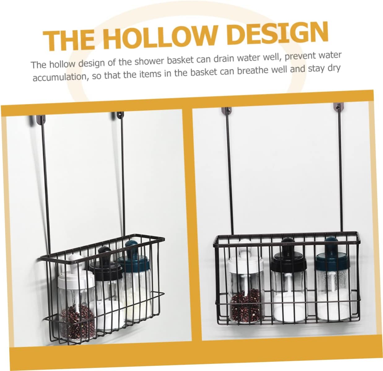 GLEAVI Kitchen Cabinet Door Hanging Basket Punch Iron Wire Storage Organizer for Bathroom and Kitchen Over Cabinet Basket for Toiletries Towels and More