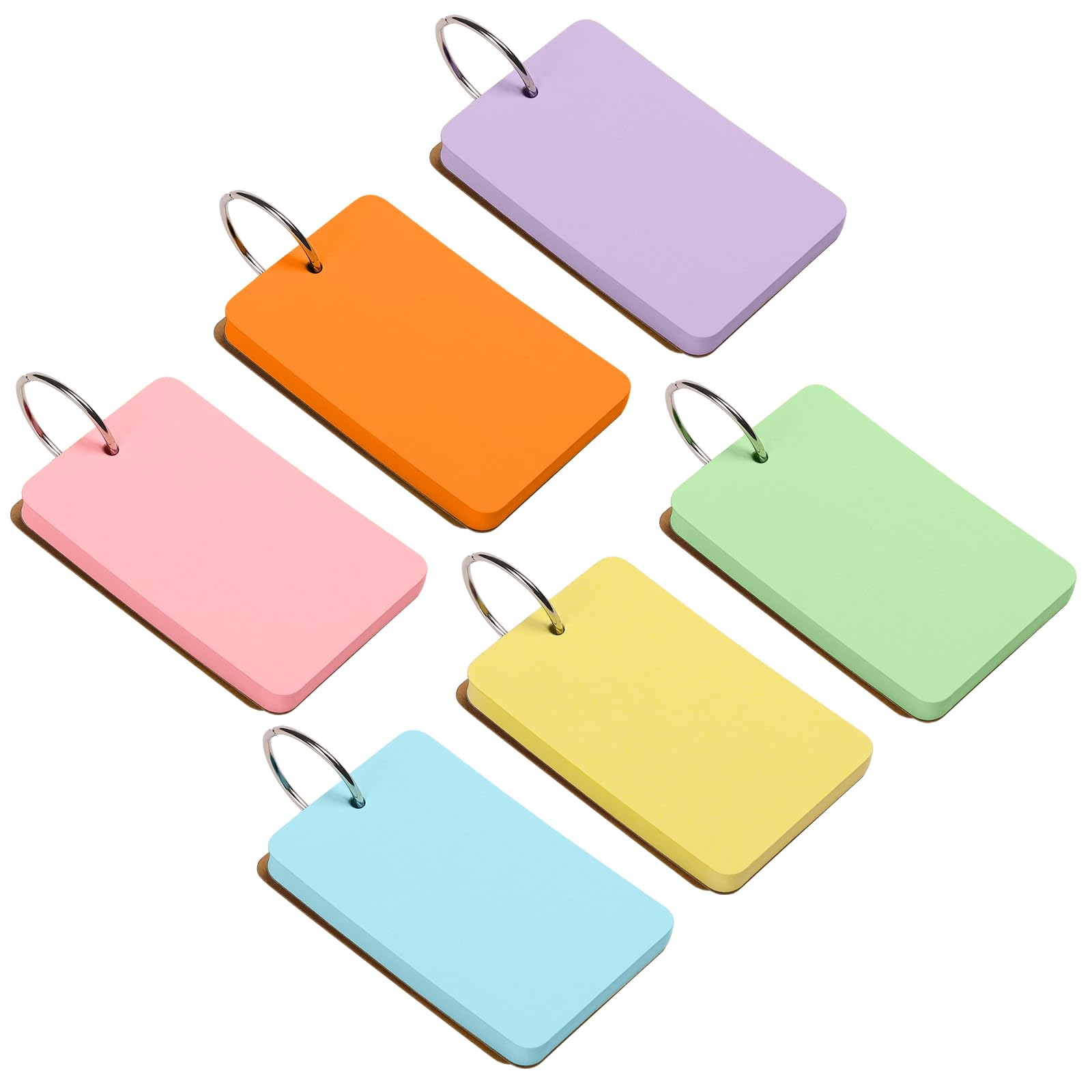 300Pcs Colored Index Cards with Ring, Goefun Blank Flashcards, 6 Color 2.2x3.5 Notecards for Studying, Vocabulary Cards, Memos, Bookmark, Greetings