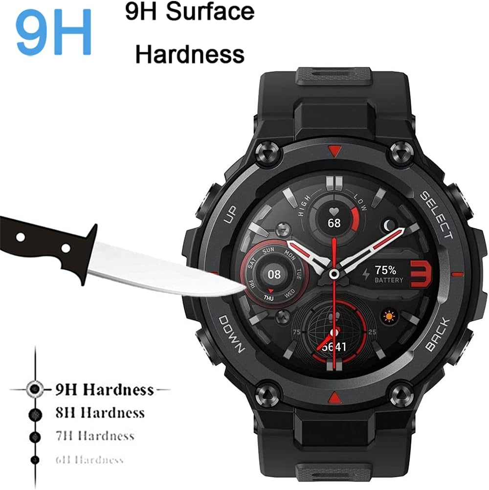 Yoomigle 4 Pack Compatible with Amazfit T-Rex Pro Screen Protector Tempered Glass for Amazfit T-Rex Pro Smartwatch Screen Protector Cover Foils Glass Anti-Scratch Anti-Fingerprint No Bubble - Image 4