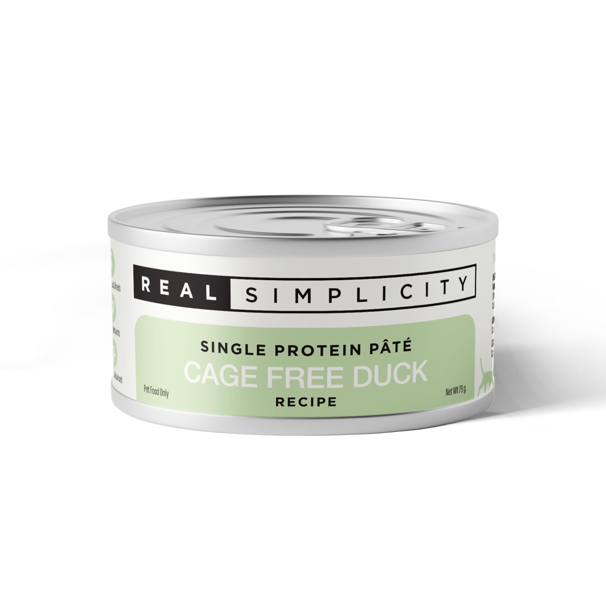 Real Simplicity Wet Cat Food Cans, Grain Free Single Protein Pate with Real Meat Shreds, Complete & Balanced, Cage Free Duck Recipe, Supports Healthy Tissue & Development, 6 x 79g