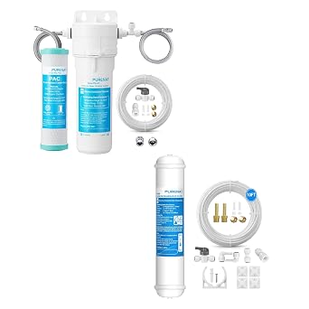 Under Sink Water Filter System - Under Counter Water Filter for Kitchen Faucet,Refrigerator and Ice Maker + Inline Water Filter for Refrigerator and Ice Maker1 Pack
