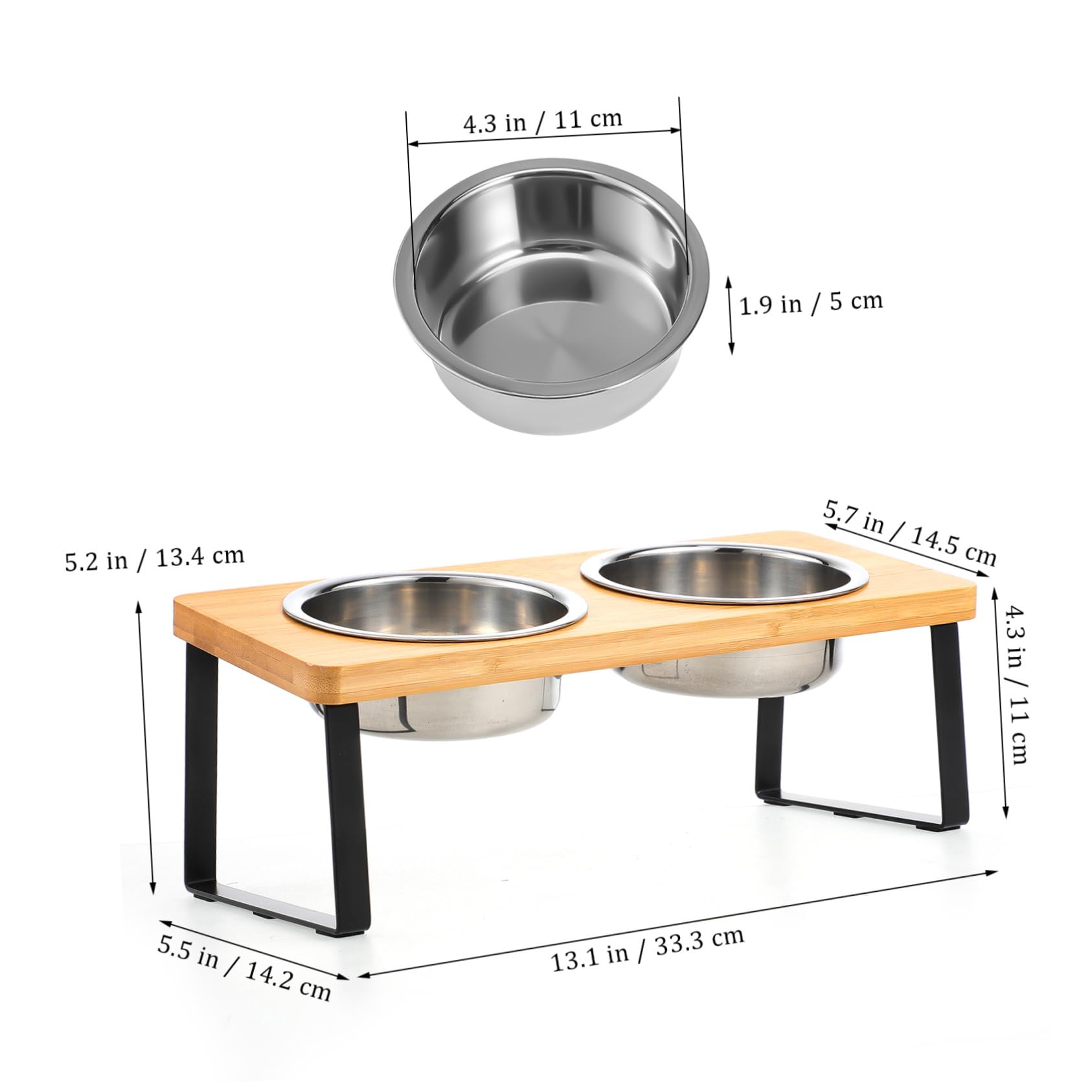 Comedero Elevado para Gatos con Doble Cuenco de Acero Inoxidable | Cuenco de Agua para Gatos, Doble Cuenco con Soporte, Estación de Alimentación para Gatos y Perros Pequeños de Interior