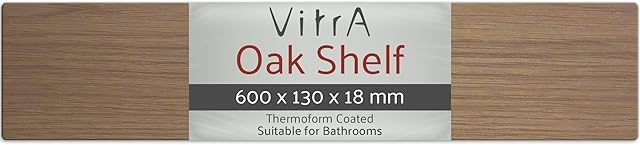 Vitra Bathroom Oak Shelf 60cm - Floating shelf, Thermoform Coated Wall Mounted Hanging Shelves for Bathroom Storage, Bedroom, Room Decor, Kitchen storage, Office Wall Decor