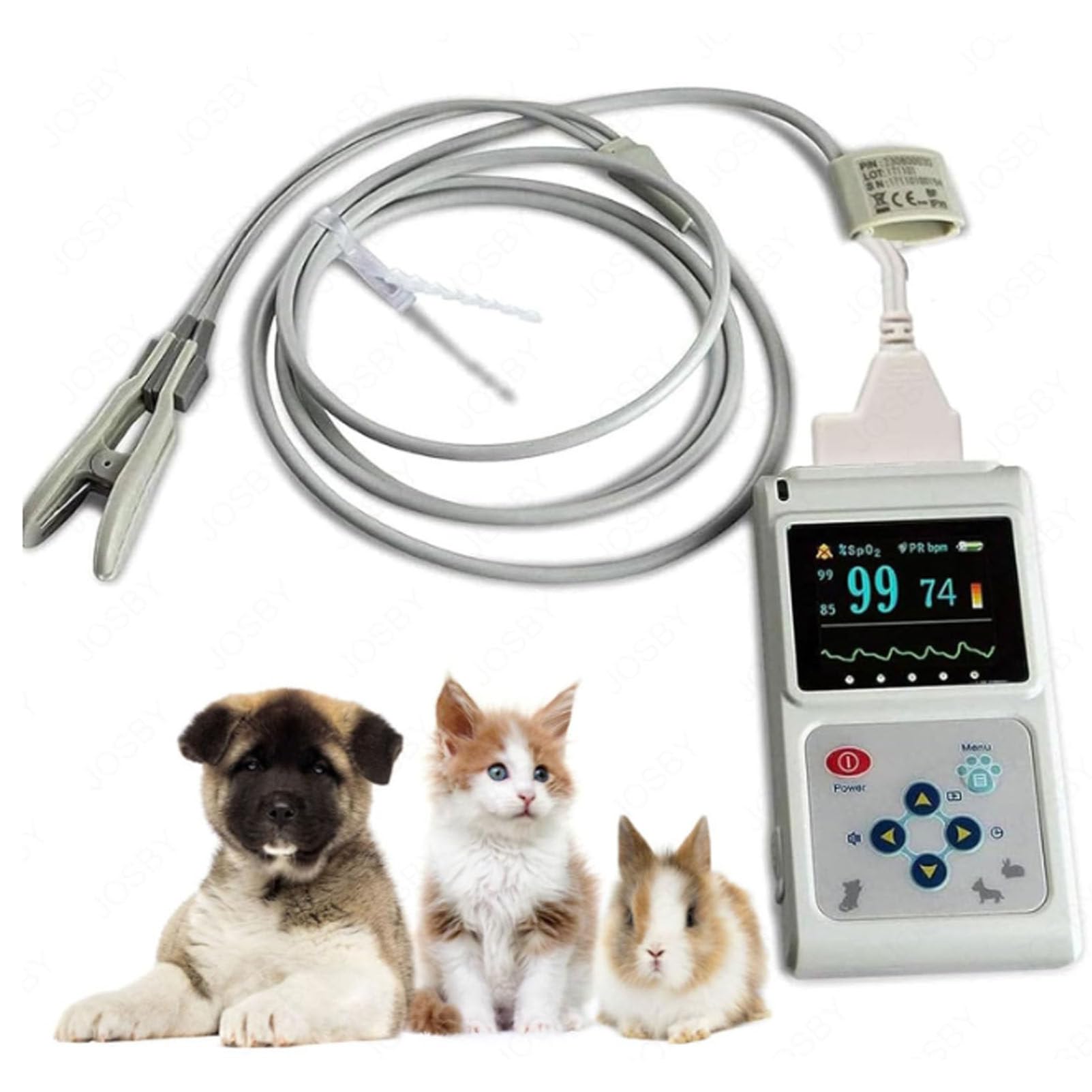 Pulsioxímetro veterinario, pulsioxímetro portátil, sensor de oído/lengua, con sonda y cable USB, función de almacenamiento y reproducción, para uso en hospitales familiares y veterinarios.