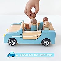 Vista 3 de PairPear Coche Familiar de Madera para Muñecas, Juguetes de Madera para Muebles de Casa de Muñecas, Juego de Accesorios, Vehículo de Juego