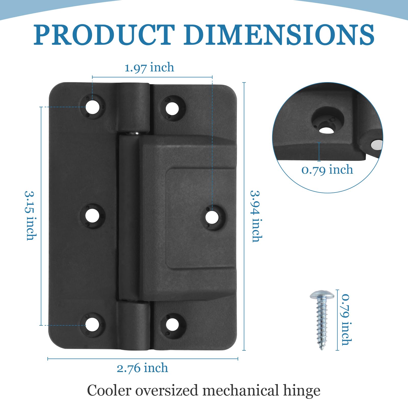 Black Cooler Oversized Mechanical Hinge Replacement for Igloo Newer 150-165 QT Coolers, Cooler Hinges Replacement Parts?1 Pack?