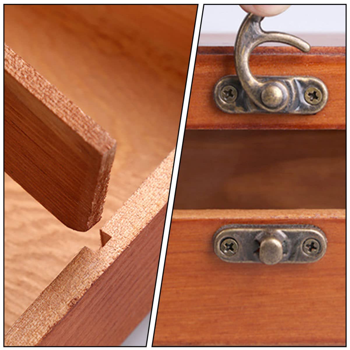 Astuccio in Legno di Pino Marrone Oblungo Protezione Anti-smarrimento e Design Portatile, Scatola la Scuola e Organizzazione Cancelleria per Ragazzo Ragazza