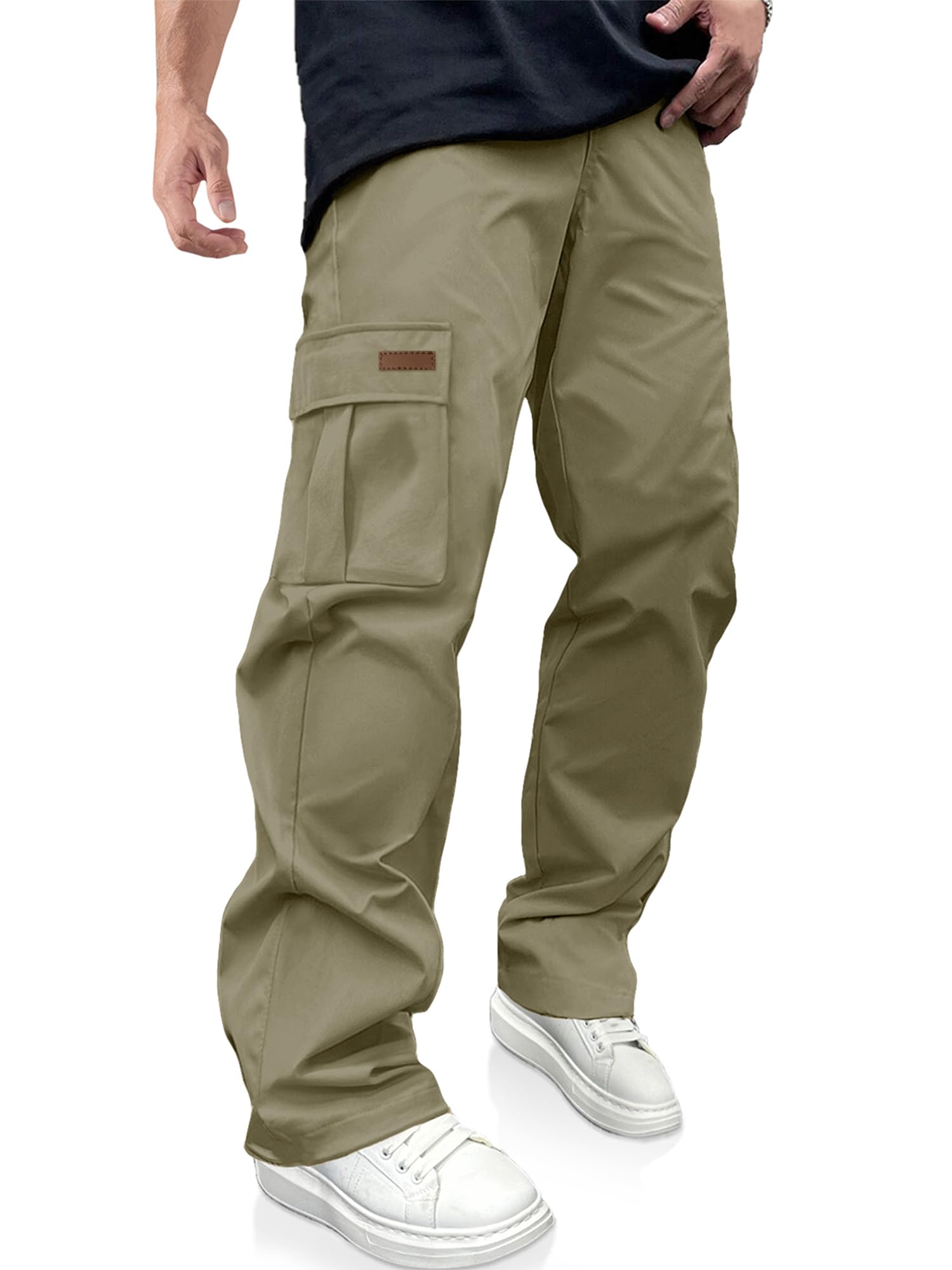 PLEPAN Mens Casual Cargo Pants Workout Hiking Sweatpants with Multi Pockets | Workout,Fishing,Hiking,Joggers Stretch,Multi Pockets,Elastic Waist,Lightweight,Drawstring,Work,Tactical Sweatpants
