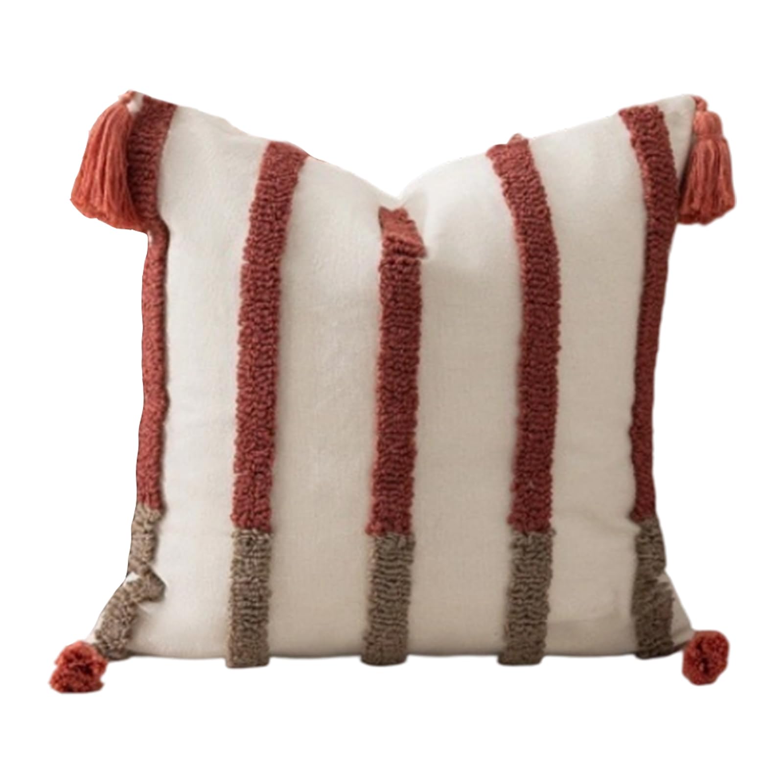 BOYANDM Square Cushion Case 45x45cm Tufted Design with Elegant Tassels Sofa Decor Washable Pillow Cover
