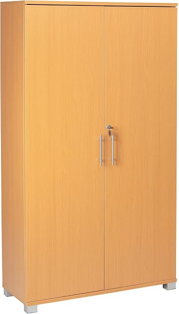 Office Storage Cupboard Bookcase Filing Cabinet Beech Lockable 2 Door Cabinet