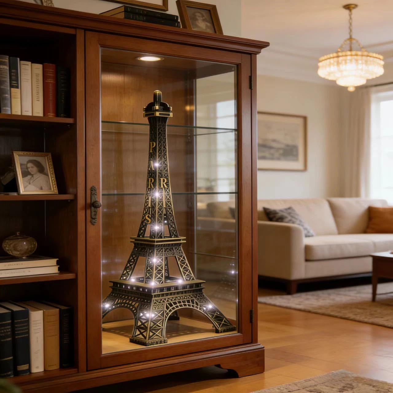 LED Eiffel Tower Night Lamp, Metal Eiffel Tower Ornament Table Lamp Tower Lamp for Living Room Bedroom Tourist Bronze Tower