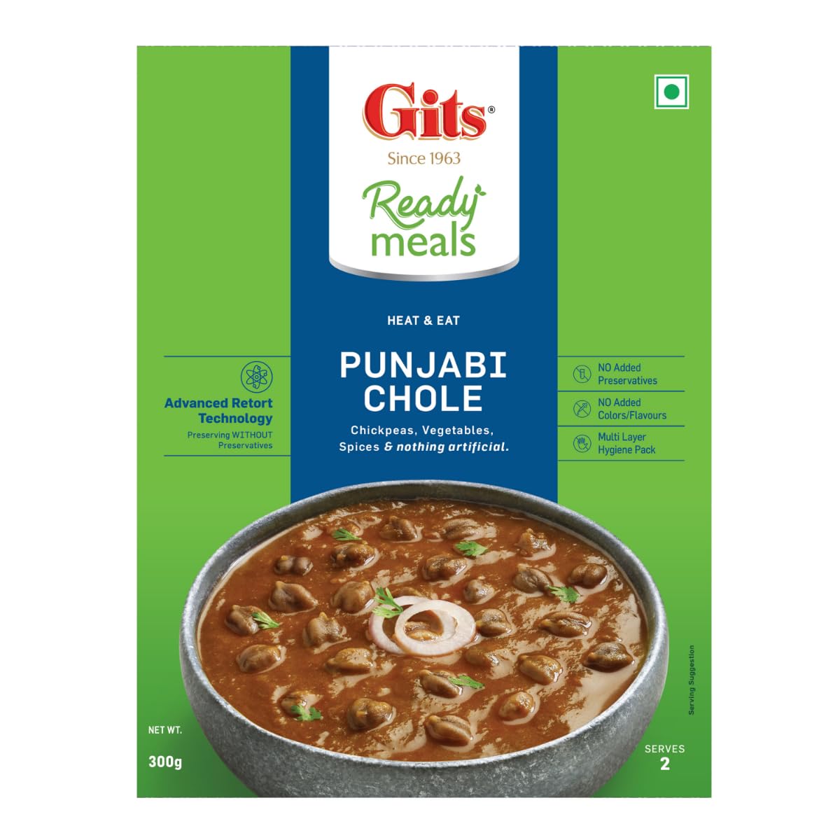 Gits Ready to Eat Punjabi Chhole, Pure Veg, Heat and Eat, Microwaveable, 300g