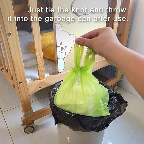 Miniatura 6 de Bolsas de pañales desechables biodegradables, 100 unidades, capacidad de 10 onzas, asas fáciles de atar, cómodas y ecológicas