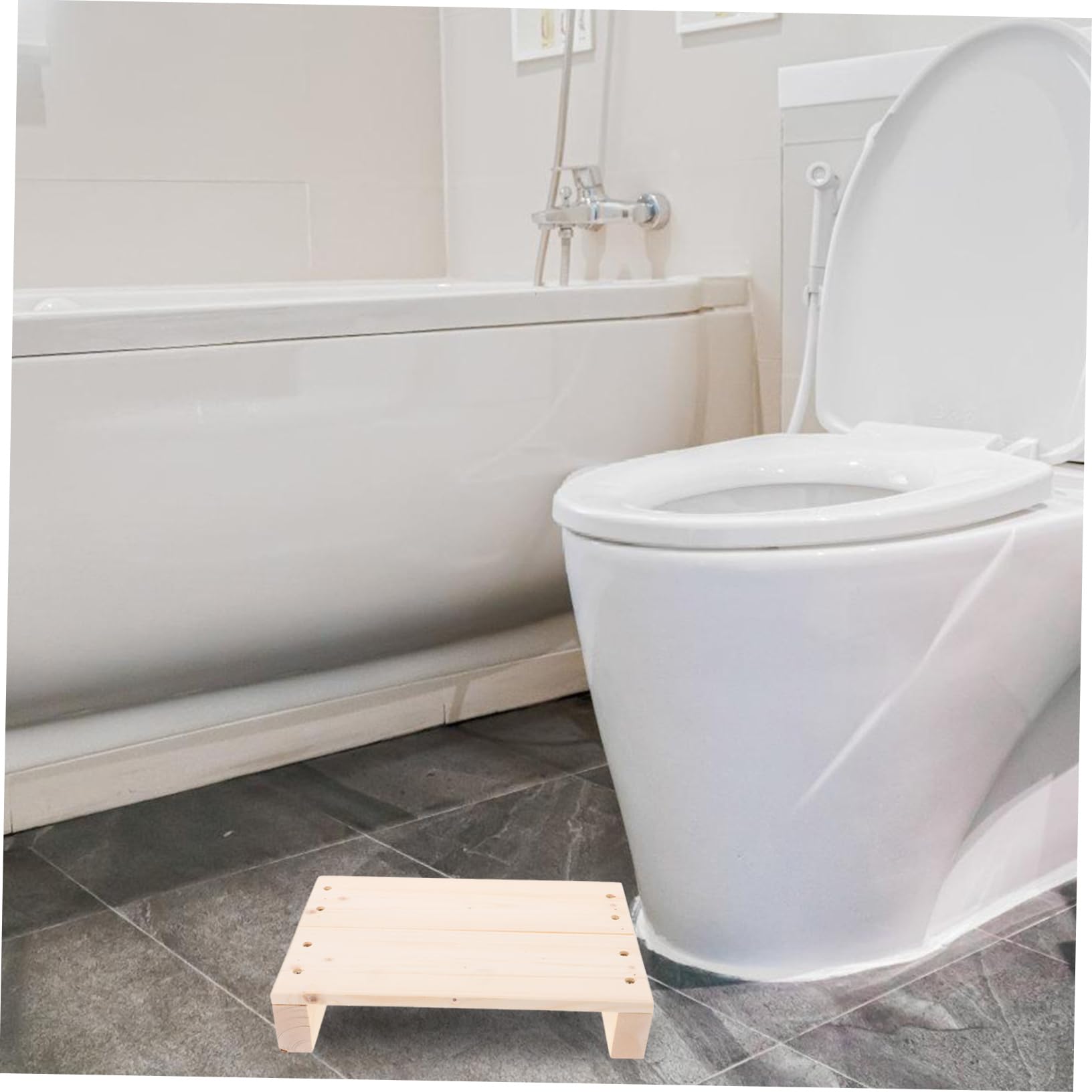 Holz Fußhocker 30X20X6Cm Tritthocker Für Erwachsene Und Kinder Mit Anti-Rutsch-Aufklebern Vielseitiger Holzschemel Für Küche Schlafzimmer Und Badezimmer Innen Und Außen