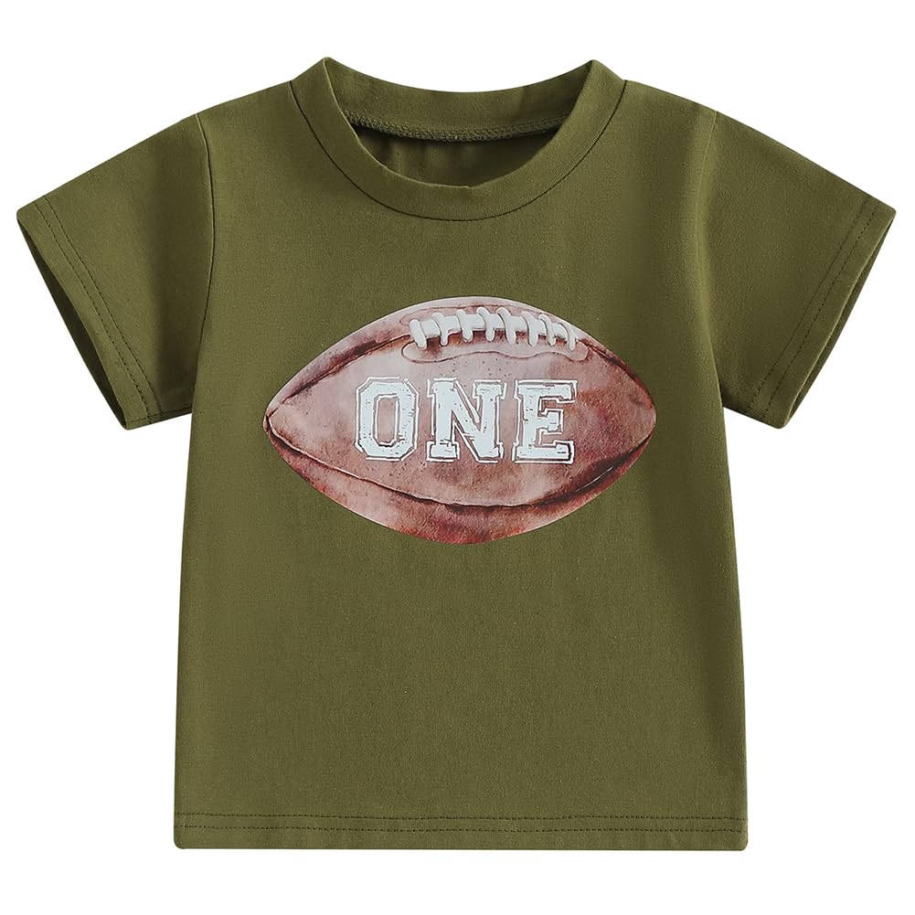 Infant Baby Boys First Birthday Outfit 1st Birthday T-Shirt 1st Year Down One Football Short Sleeve Top