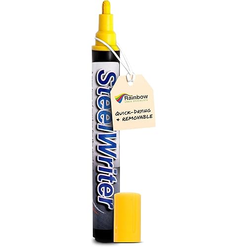 Metal Marking Paint Pen - Industrial Marker For Writing & Drawing on Steel and Metals - Washable Removable Paint Markers For Metal, Wet Erase Metal Paint, Yellow Paint Pen for Construction and Welders