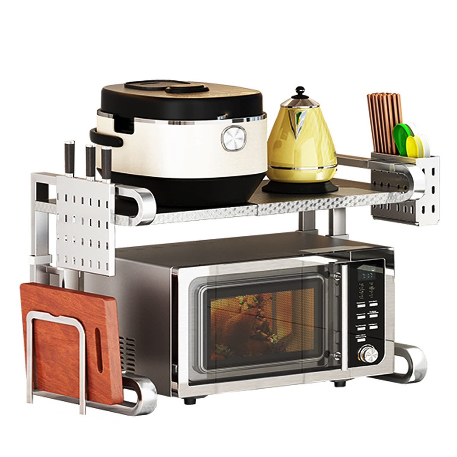 Support micro-ondes en acier inoxydable pour rangement et plan de travail cuisine