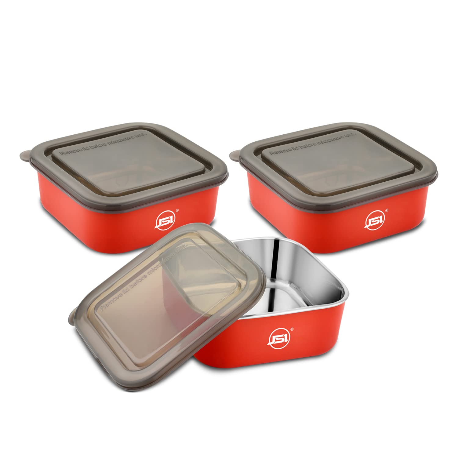 Buy JSI Stainless Steel Microwave Safe Lunch Containers Pack of 3 Pcs