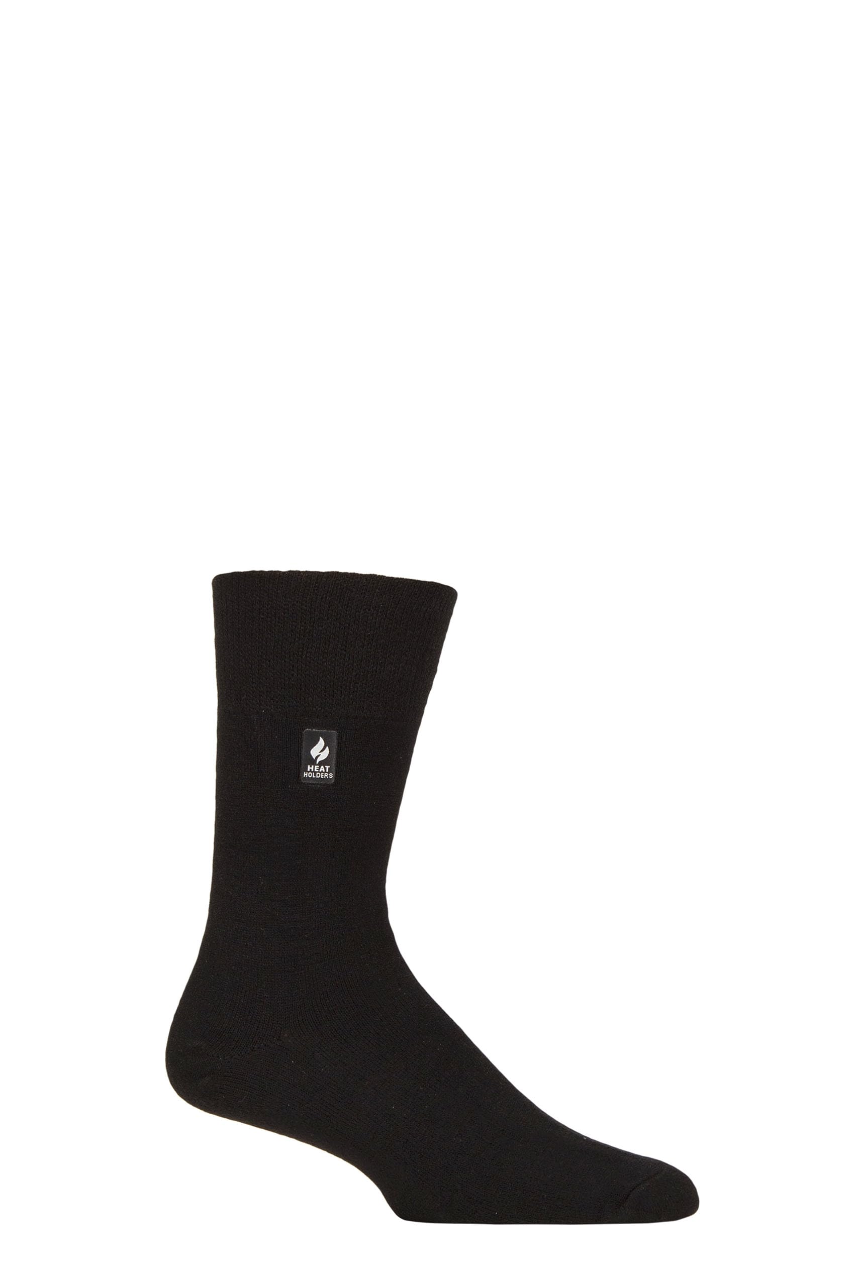Sockshop Men's Black Gentle Grip Heat Holders Socks - Thermal, Warm, Cosy, Gentle Cuff, Soft Top, Plain, 1 Pairs Size 6-11