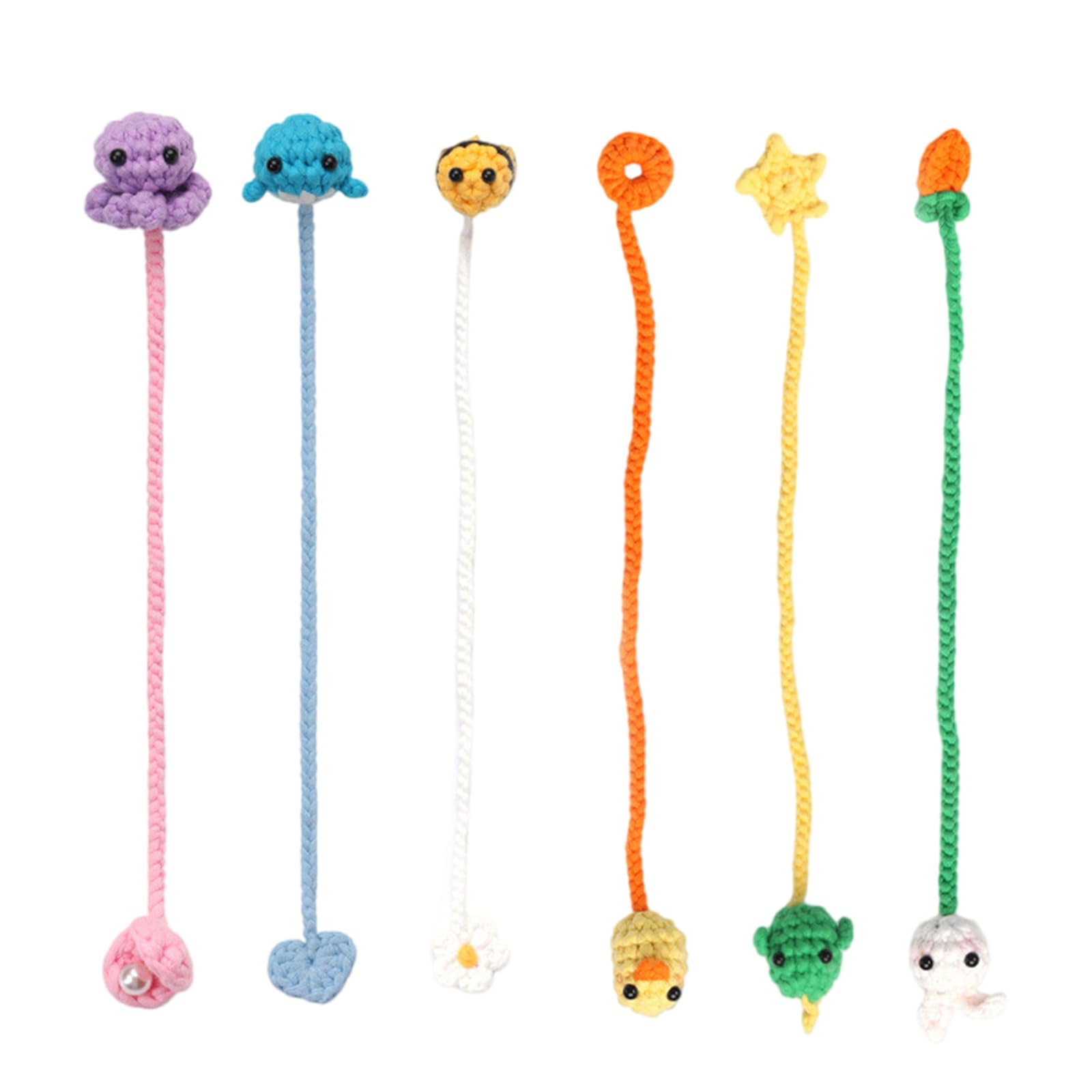 Snorvixre Flower Bookmarks Supplies for Beginner Crochet Animal Bookmarks Set with Step-by-Step Video Tutorial Instruction Crochet Yarn Set for Beginner