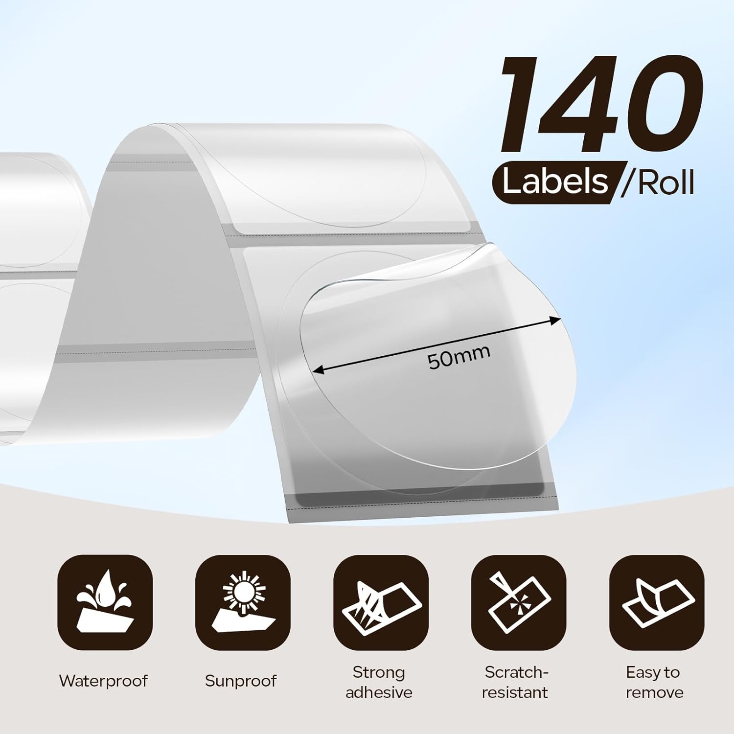 Phomemo Transparent Round Labels Compatible with Phomemo M110 M220 M200 M120 M150 M250 M260 M108 M100 Label Printer, 1.96" x 1.96" (50x50mm) 140 Labels, Clear Thermal Labels - Image 7