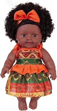12 Inch Black Baby Doll Life Like Reborn Infant Girl African Doll Clothes Role Play Reborn Toy Kids Gift Black Girl Doll