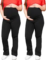 Kit 2 legging gestante flare calça grávida boca larga longa suporte barriga suplex boca de sino bailarina alto conforto