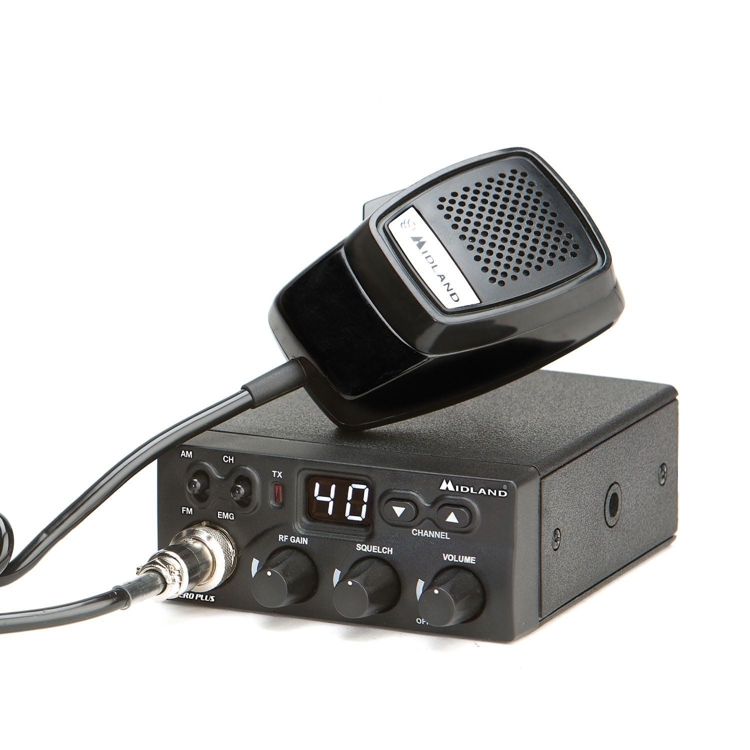 Midland M Zero Plus CB Radio Émetteur-Récepteur pour Véhicule 40 canaux AM/FM, avec Microphone 4 Pin, 2 Bandes, Squelch et Contrôle de Gain Rf