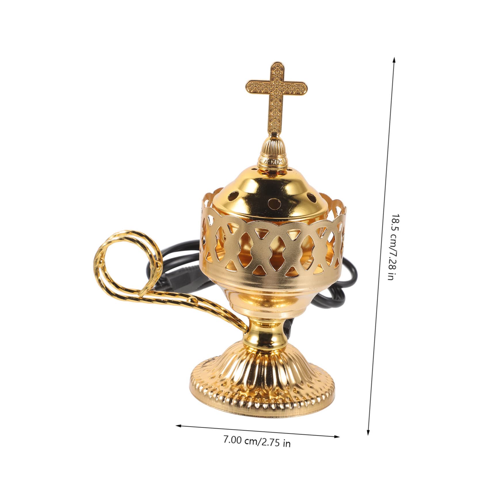 Garneck Quemador de Incienso Eléctrico Enchufe EU 220v de Hierro Dorado Elegante y Duradero Estilo Medio Oriente para Ambiente del Hogar Adecuado para Fiestas
