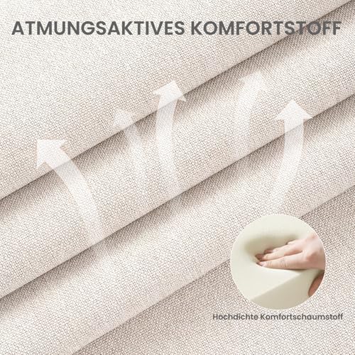 COLAMY Küchenstuhl Esszimmerstühle 6er Set, Moderne Polsterstuhl Essstühle mit Fester Rückenlehne, Stoff Esszimmerstühl mit Holzbein für Esszimmer, Küche, Restaurant, Beige