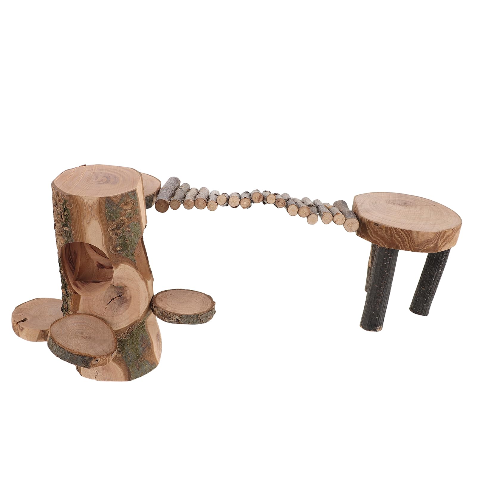 TOYANDONA Scala Rampa per Criceti in Legno Naturale con Nascondiglio e Piattaforma di Supporto – Gioco di Arrampicata e Rifugio per Criceti Nani, Ratti e Conigli – Set Multifunzionale