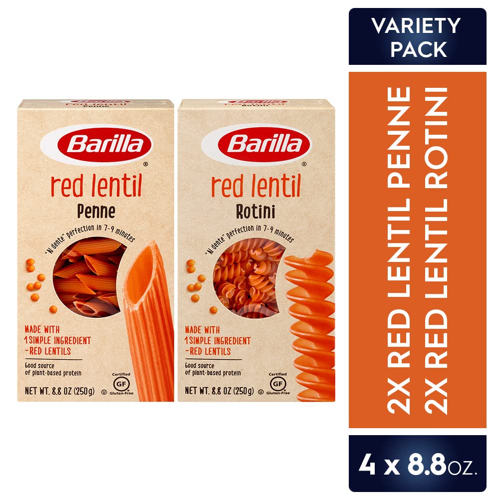 Barilla Red Lentil Rotini Pasta and Penne Pasta Variety Pack, 8.8 Ounce