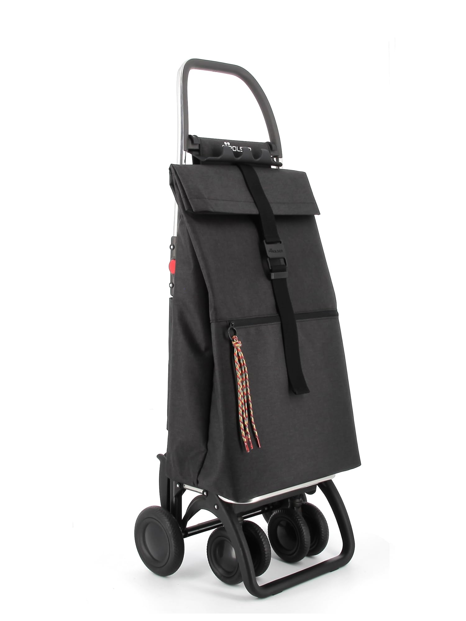 Carro Rolser Big Tweed 4 Ruedas 2 Giratorias Plegable - Negro