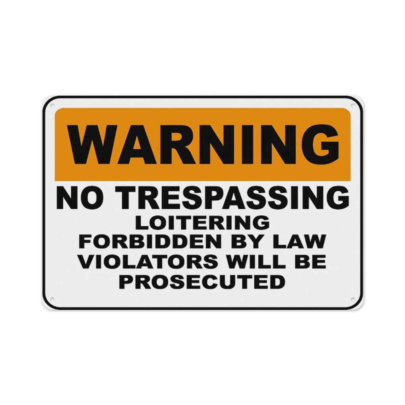 peiyeety No Trespassing Loitering Sign Aluminum Tin Warning Signs For Home Outdoor Garden 12X16 Inches