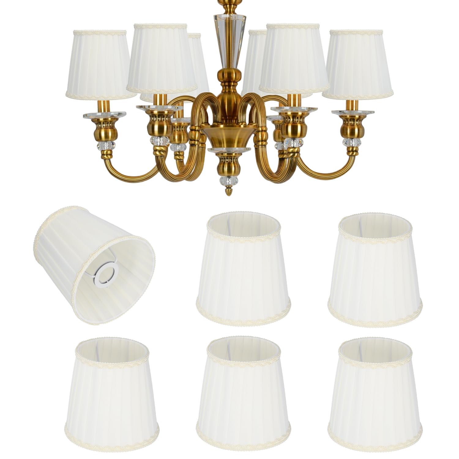 6 Pezzi Paralume in Tessuto, 15,5×11,5×14 cm E14 Paralumi Lampadario Moderno per Lampadina Stile Europeo Coprilampada Piccolo Lampadario per la Decorazione Domestica (#2)