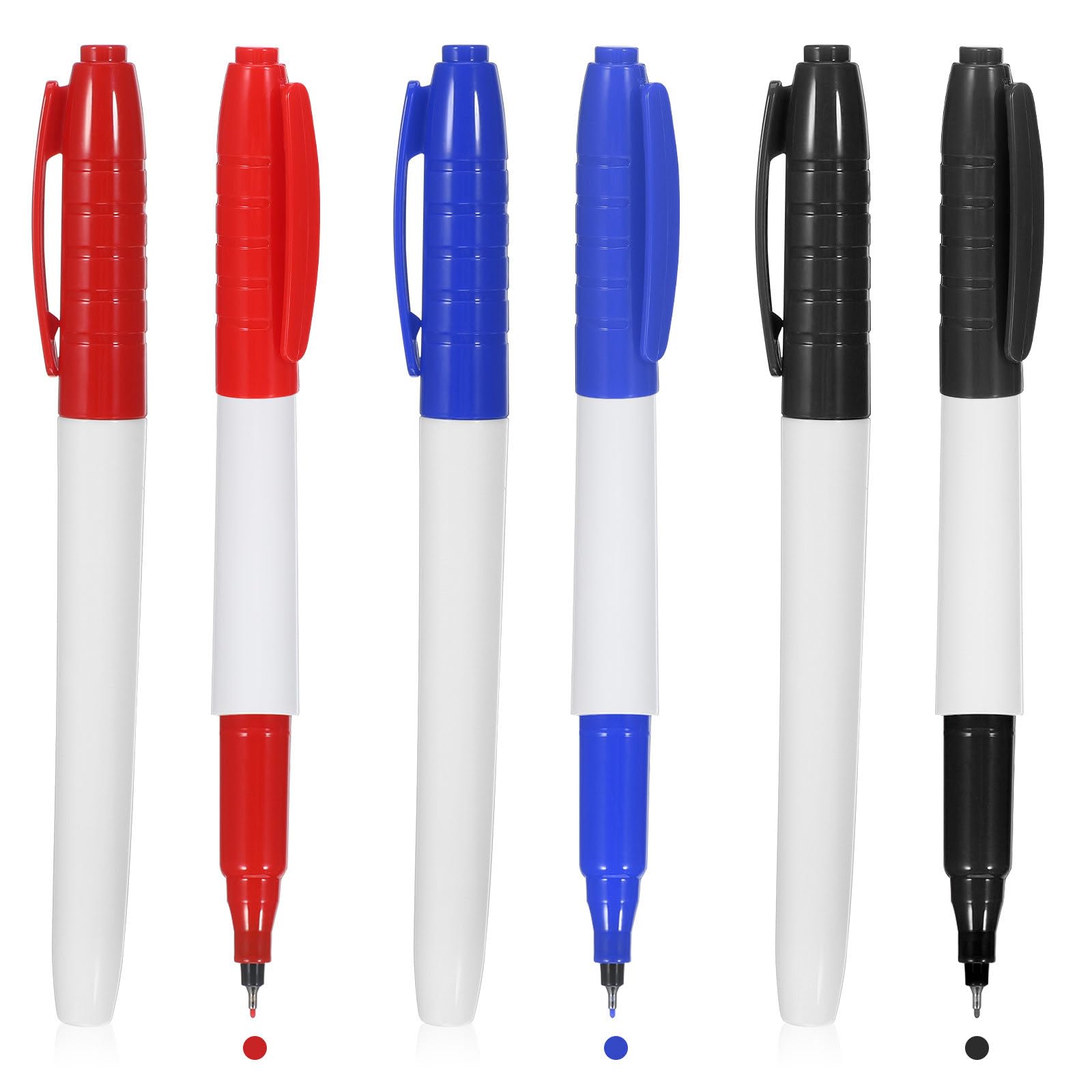 Juego de 6 marcadores para pizarra blanca, bolígrafos de punta fina de 0,5 mm, 3 colores, para oficina y estudiantes