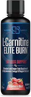 Siren Labs L-Carnitine Elite Burn Liquid Keto Fat Burner and Metabolism Activator - Fat Loss Support Keto Friendly Weight Loss Increase Energy - Stimulant Free - Strawberry Blast 3000mg (32 Servings)