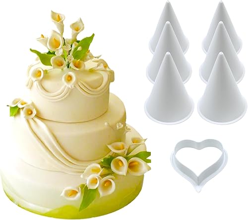 Juego de 7 piezas de decoración para tartas, flores, alcatras, lirio, antiguo cortador de azúcar