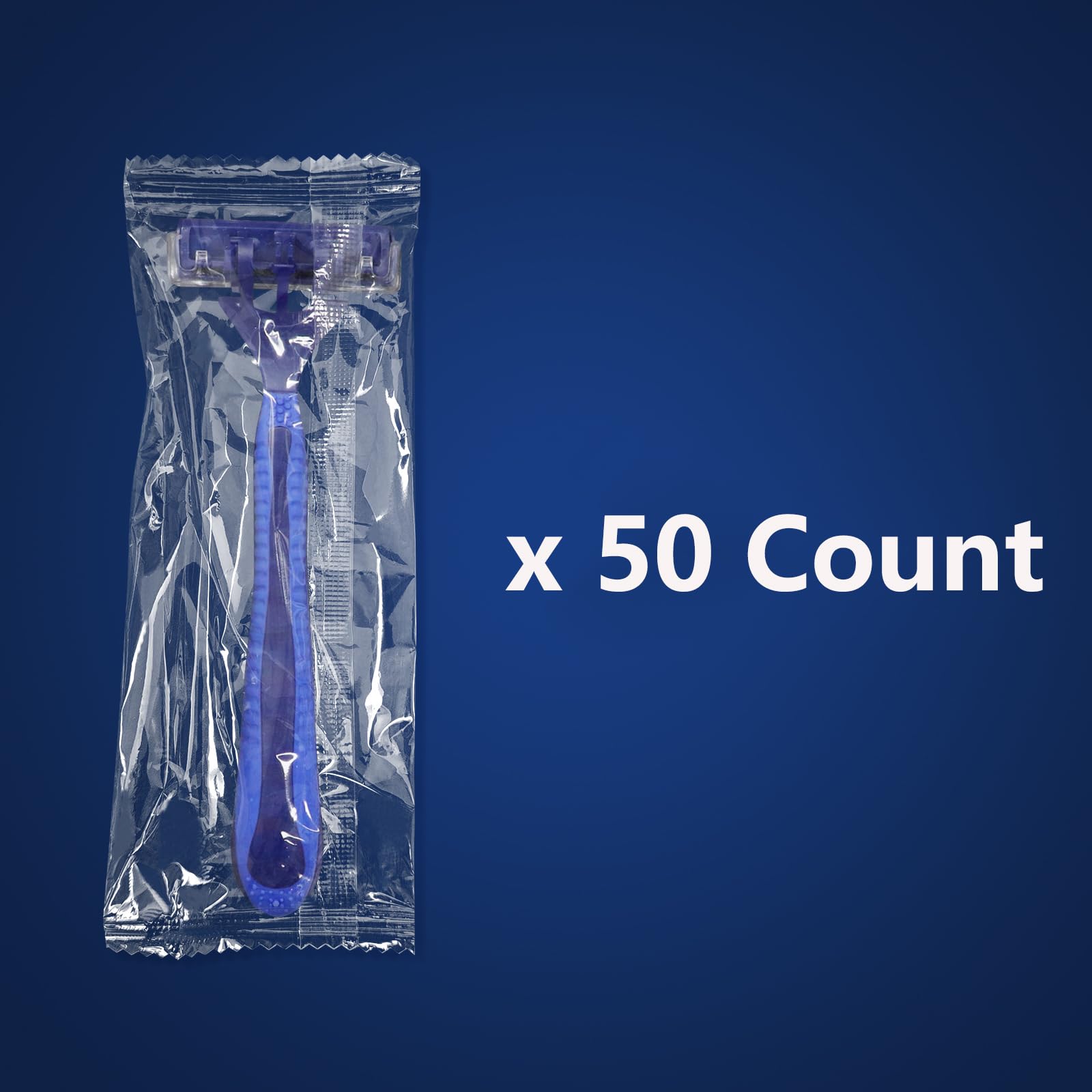 (50 Count) Kheoxusa 3 Blade Disposable Razors,Three Blade Disposable Razors,Triple Blade Disposable Razors,Disposable Razors Individually Wrapped,Disposable Razors for Airbnb,Travel,Tattoo-Dark Blue