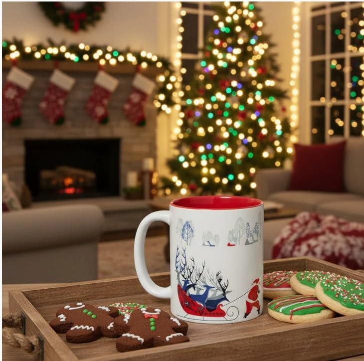 Metr Metropolitan Museum of Art, Earle Santa and Deer Christmas XL Mug, Ceramic, 12.5 oz Capacity