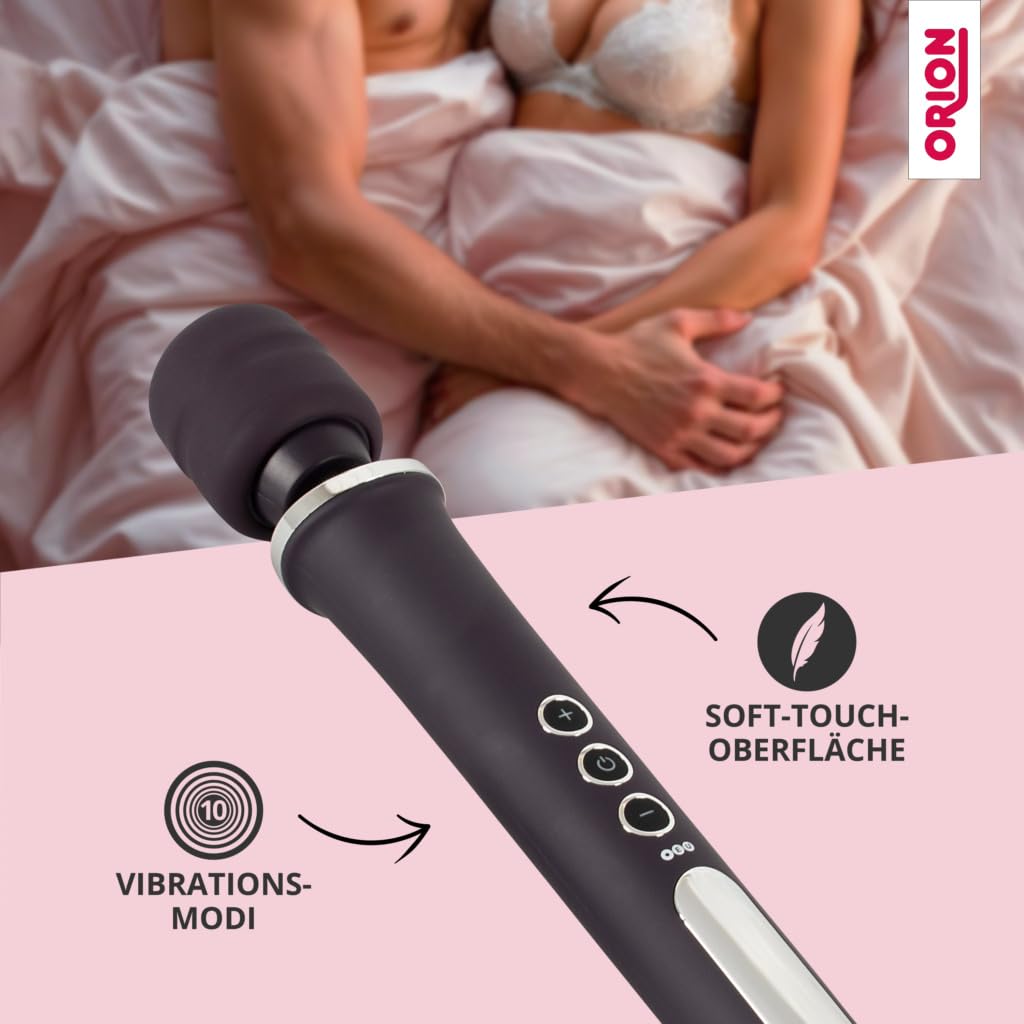 ORION Massagestab "Power Wand" - intensiver Ganzkörper-Massagestab für Frauen und Männer, mit 10 Vibrationsmodi und je 5 Geschwindigkeiten, lila