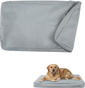 Dog Bed Covers, Water Resistant Washable Dog Bed Covers Replacement with Zipper Grey(46"x29"x4" XL)