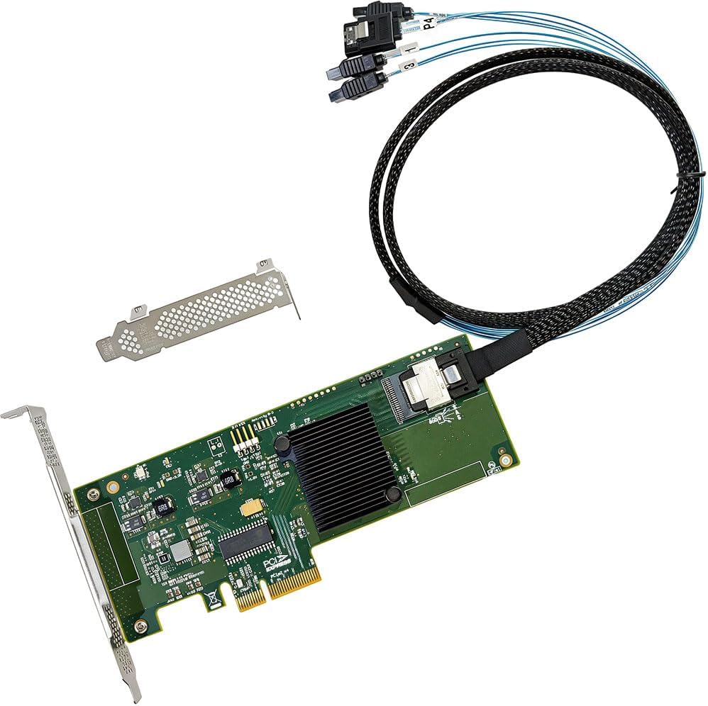 SAS HBA Card Compatible with LSI 9211-4I IT Mode PCIe SATA Expansion Card, SAS Expander Support, 4-Port 6Gb/s, PCIe 2.0, with SFF-8087 to 4X SATA Cables for NAS ZFS TrueNAS unRAID