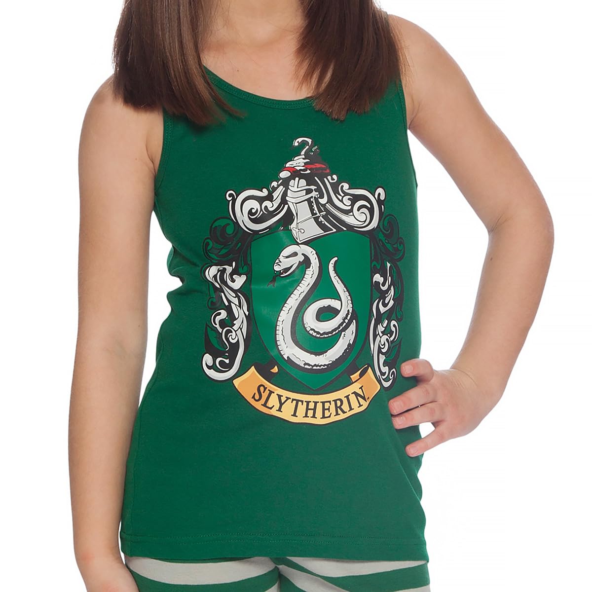 Harry Potter Conjunto de pijama corto y camiseta sin mangas con escudo de la casa Gryffindor para niñas, 2 piezas